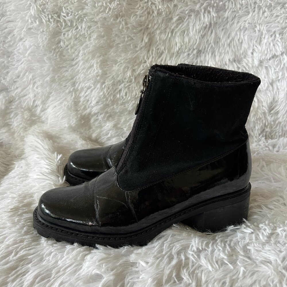 London Fog Patent‎ Leather Zip Up Short Boots Womens 7.5 Black Weather Resistant